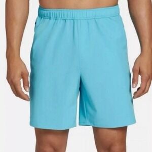 NEW DSG Mens L Agility Shorts 6" Inseam Turquoise Blue Spray Athletic Fit Gym